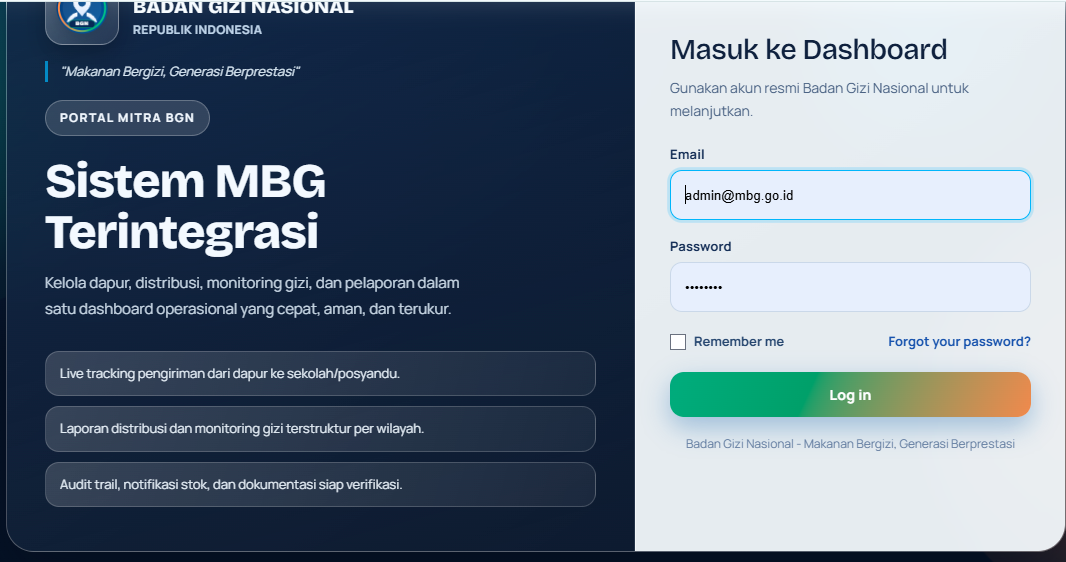 Sistem Manajemen Dapur MBG - Makan Bergizi Gratis